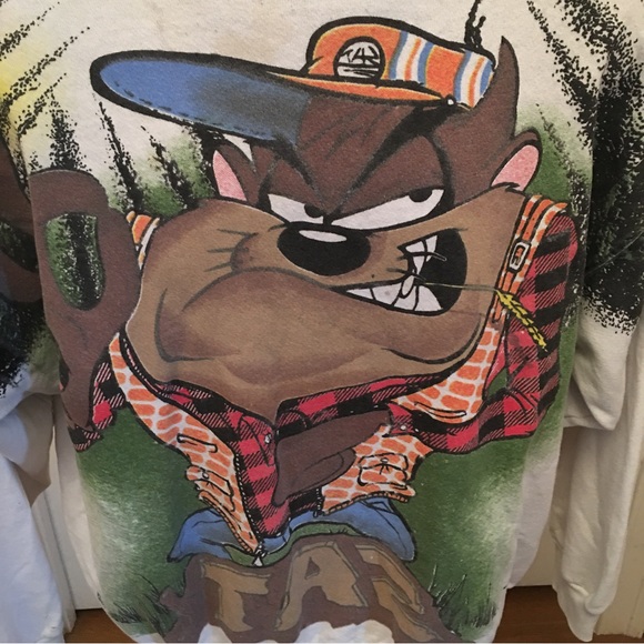 Vintage 1995 Warner Freeze TAZ ALL OVER PRINT Sweatshirt - Picture 14 of 15